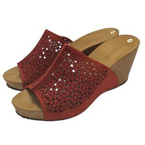 A. Giannetti Made in Italy Womens Size 10 Rust Color Suede Wedge Sandals New